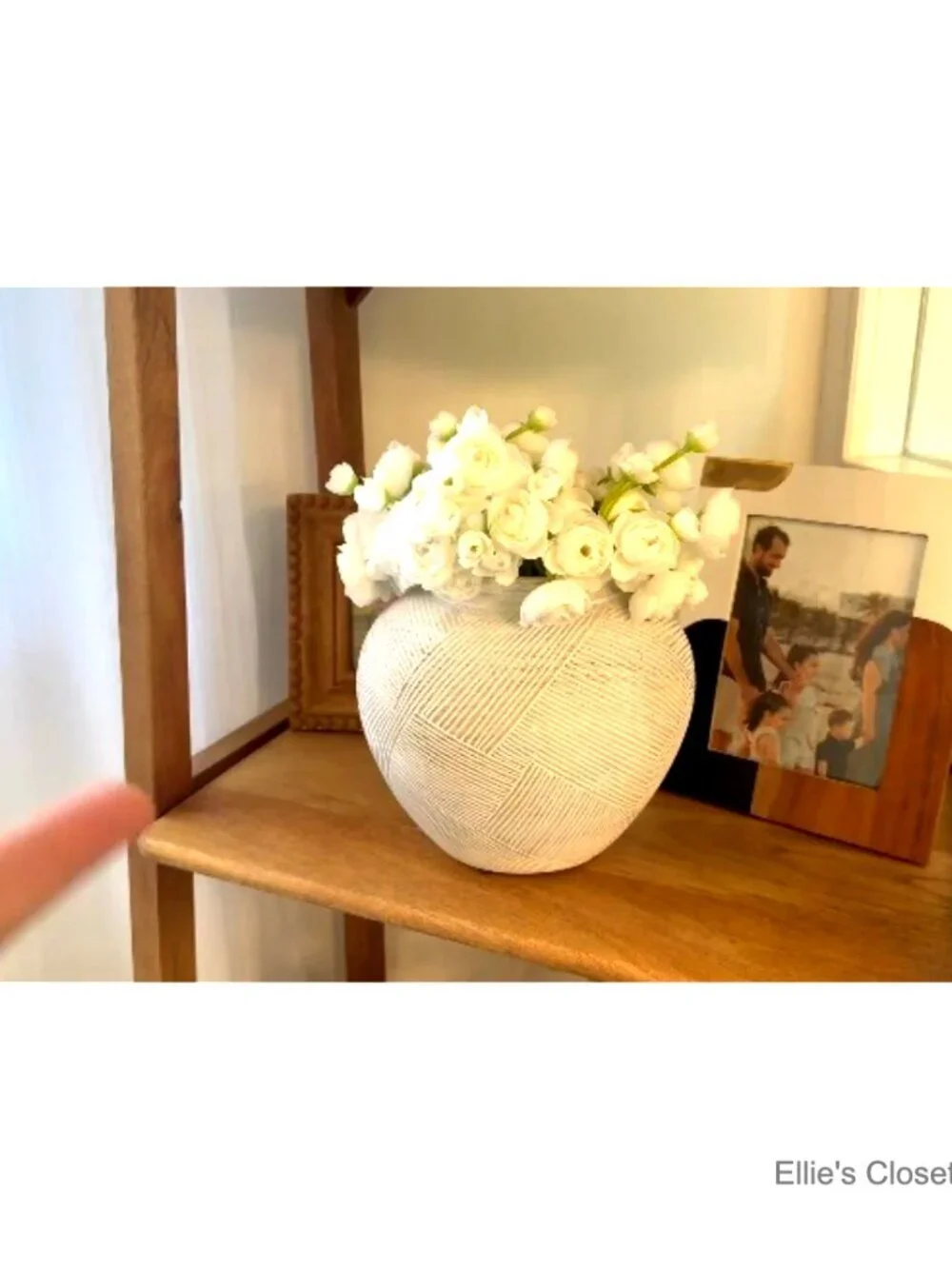 Ceramic Flower Vase 9.3 Inch Flat Farmhouse Rustic Vintage Pottery Home Decor